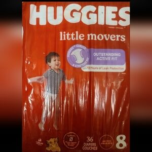 Huggies Little Movers Baby Diapers, Size 8 (46+ lbs), 36 Ct